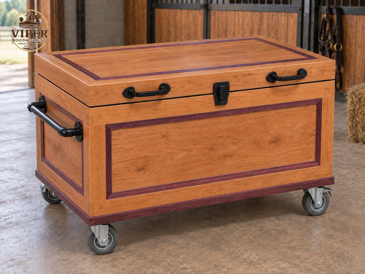 Tack Trunk concept in cherry and Purpleheart